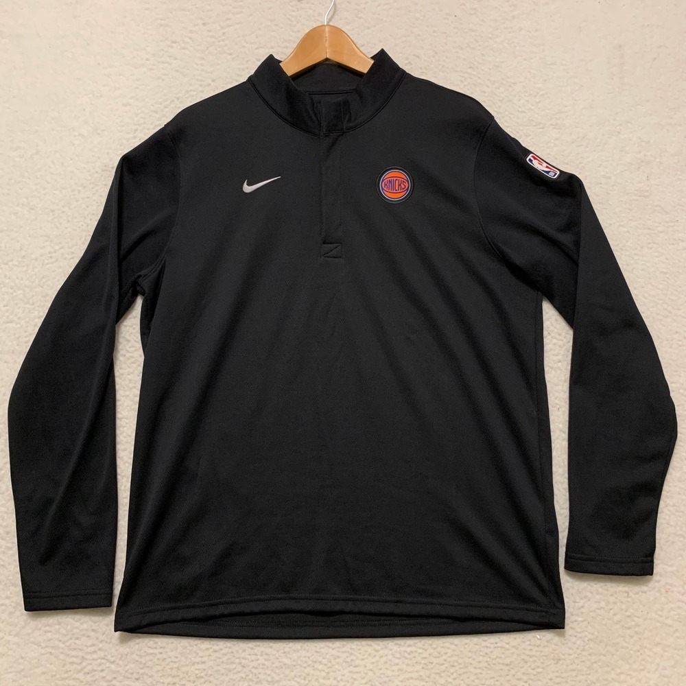 Nike New York Knicks 1/4 Zip Pullover Mens L Dri-FIT HM7561-010 NBA Black